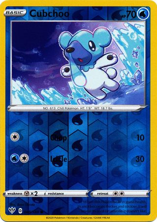 Cubchoo 048 189 Common Reverse Holo Inglés Huntercard TCG