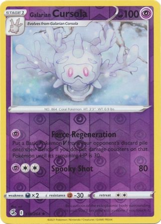 Galarian Cursola – 118/264 – Rare Reverse Holo – Inglés – Huntercard TCG