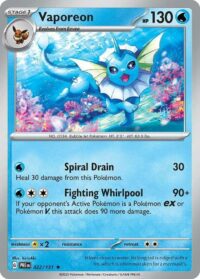 Vaporeon - Rare Reverse Holo - 022/131 - Inglés